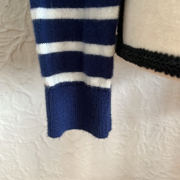 Talbots Gold Tinsel Whale Blue Striped Pullover Sweater - Picture 5 of 9